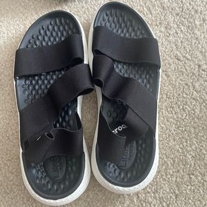 Size 4 Croc Black Slide Ons With Straps